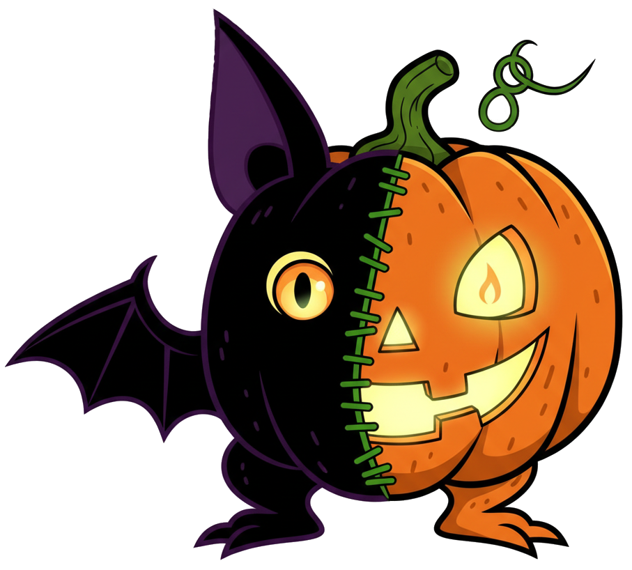 Hybrid pumpkin bat mascot